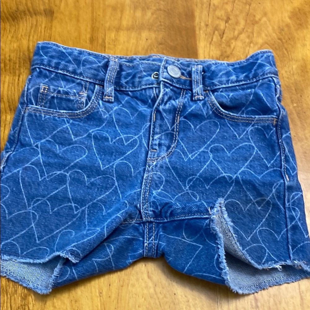 Old Navy Blue Heart Patterned Denim Shorts